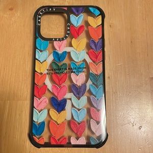 CASETIFY Clear Polka Dot Daub Hearts iPhone 12 Pro case